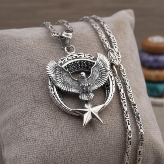 OttomanEagle & Crescent Star Necklace | 925 Silver