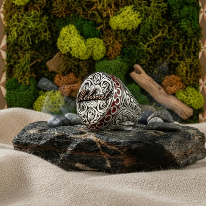 Halbmond-Stern-Herrenring | Personalisierbar mit Namen, 925er Sterlingsilber | Maskulines und prestigeträchtiges Design