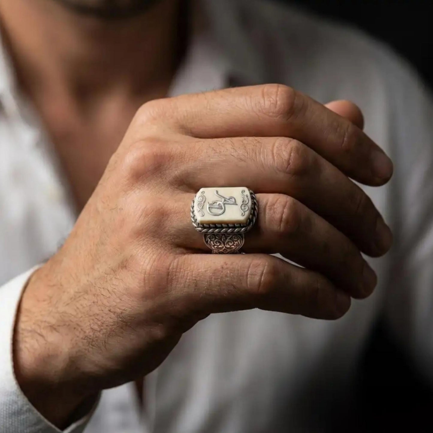 Personalisierter Herrenring mit Initialen, 925er Silberring, Geschenk für den Ehemann