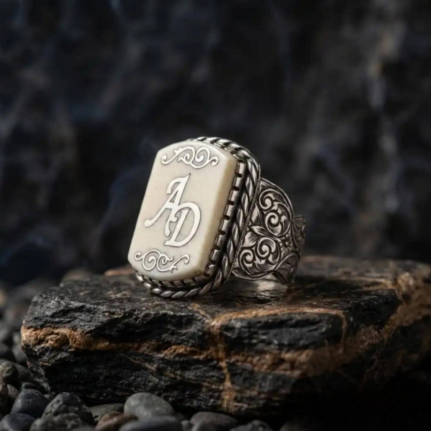 Personalisierter Herrenring mit Initialen, 925er Silberring, Geschenk für den Ehemann