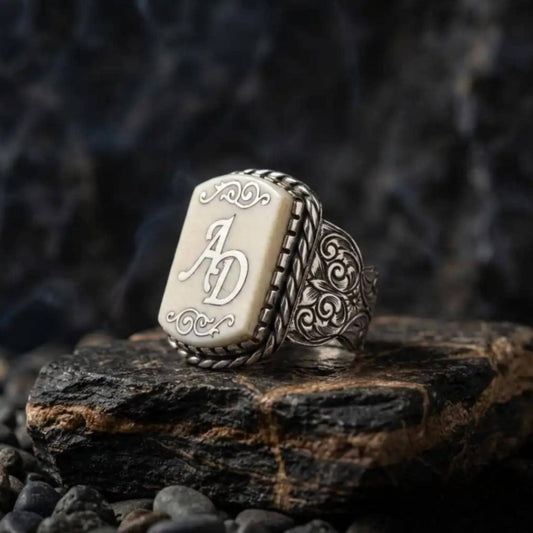 Personalisierter Herrenring mit Initialen, 925er Silberring, Geschenk für den Ehemann