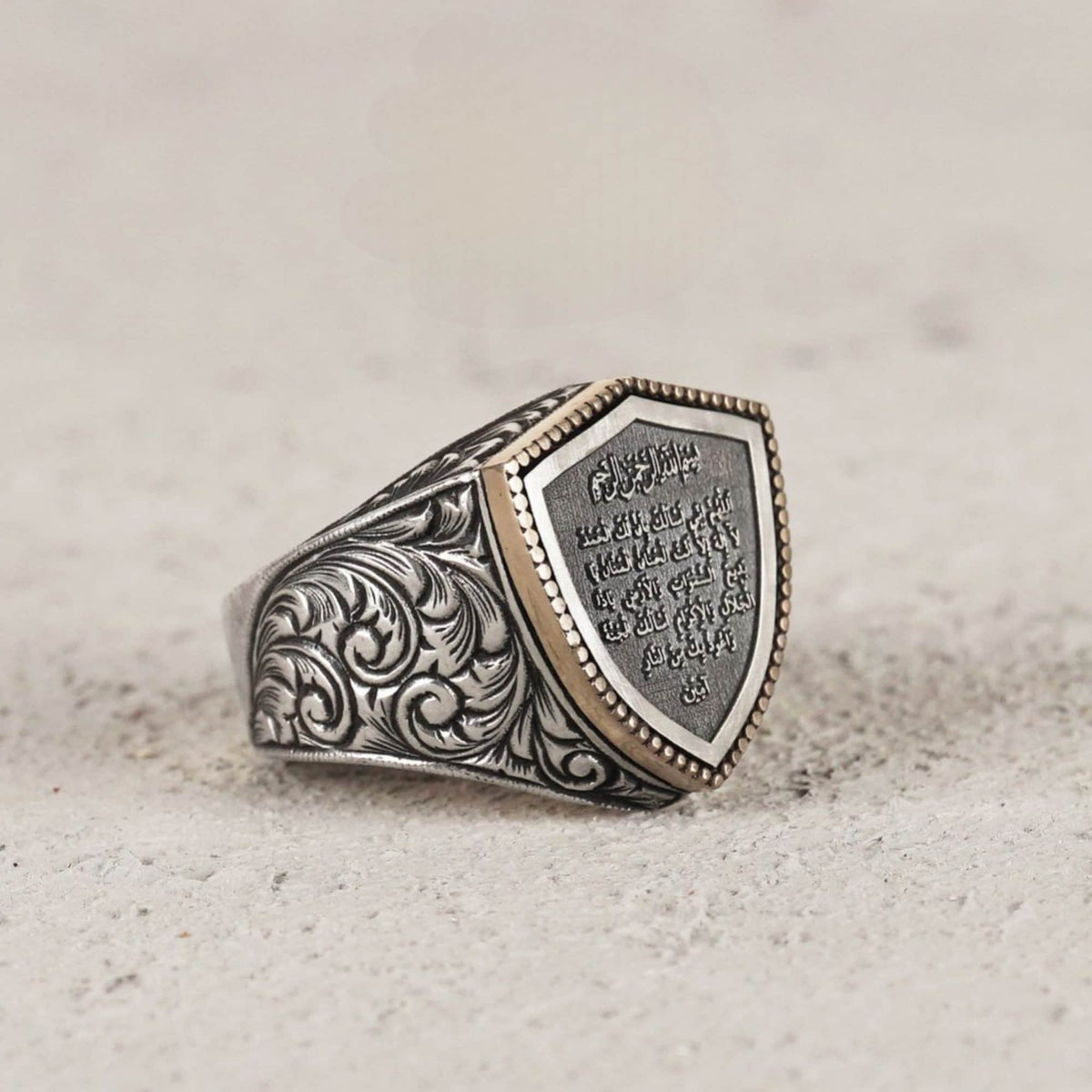 Ism-i Azam prayer men's ring in 925 sterling silver