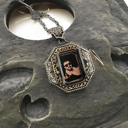 Kaaba locket necklace with Elif-Vav cover in 925 sterling silver