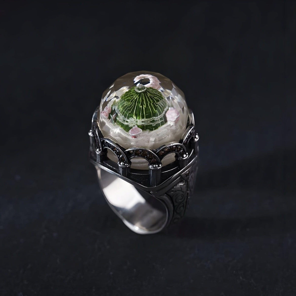Masjid an-Nabawi carved ring in 925 sterling silver