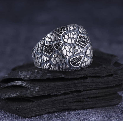 Micro zircon men's ring in 925 sterling silver