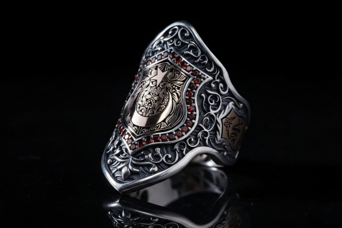 Moon Star Zihgir Thumb Ring Customizable Ottoman in 925 sterling silver