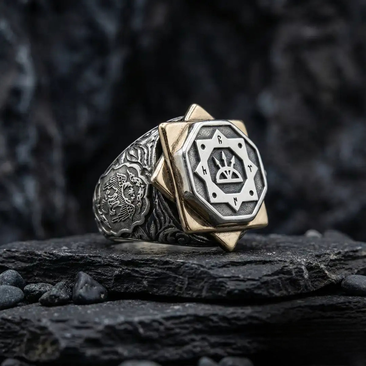 Oghuz Kagan Ring Seljuk Eagle Ottoman in 925 sterling silver