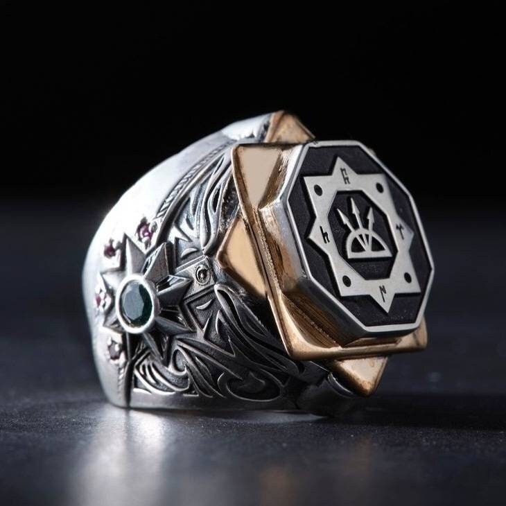 Oghuz Khan men's ring in 925 sterling silver