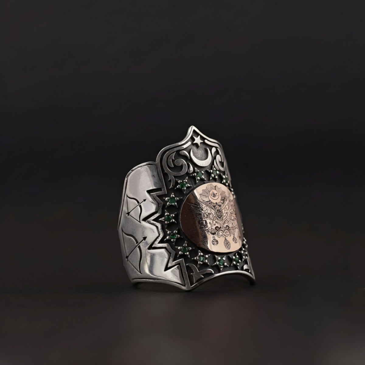 Ottoman Flag Archer Thumb Ring Zihgir in 925 sterling silver