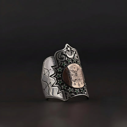 Ottoman Flag Archer Thumb Ring Zihgir in 925 sterling silver