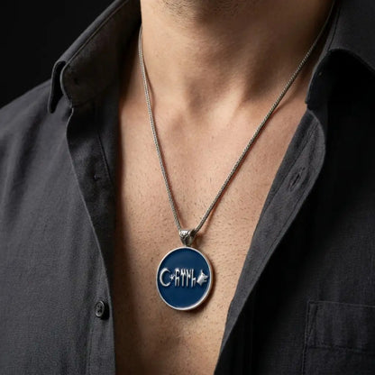 Personalized Gokturk Necklace – 925 Sterling Silver Blue Enamel Wolf Pendant