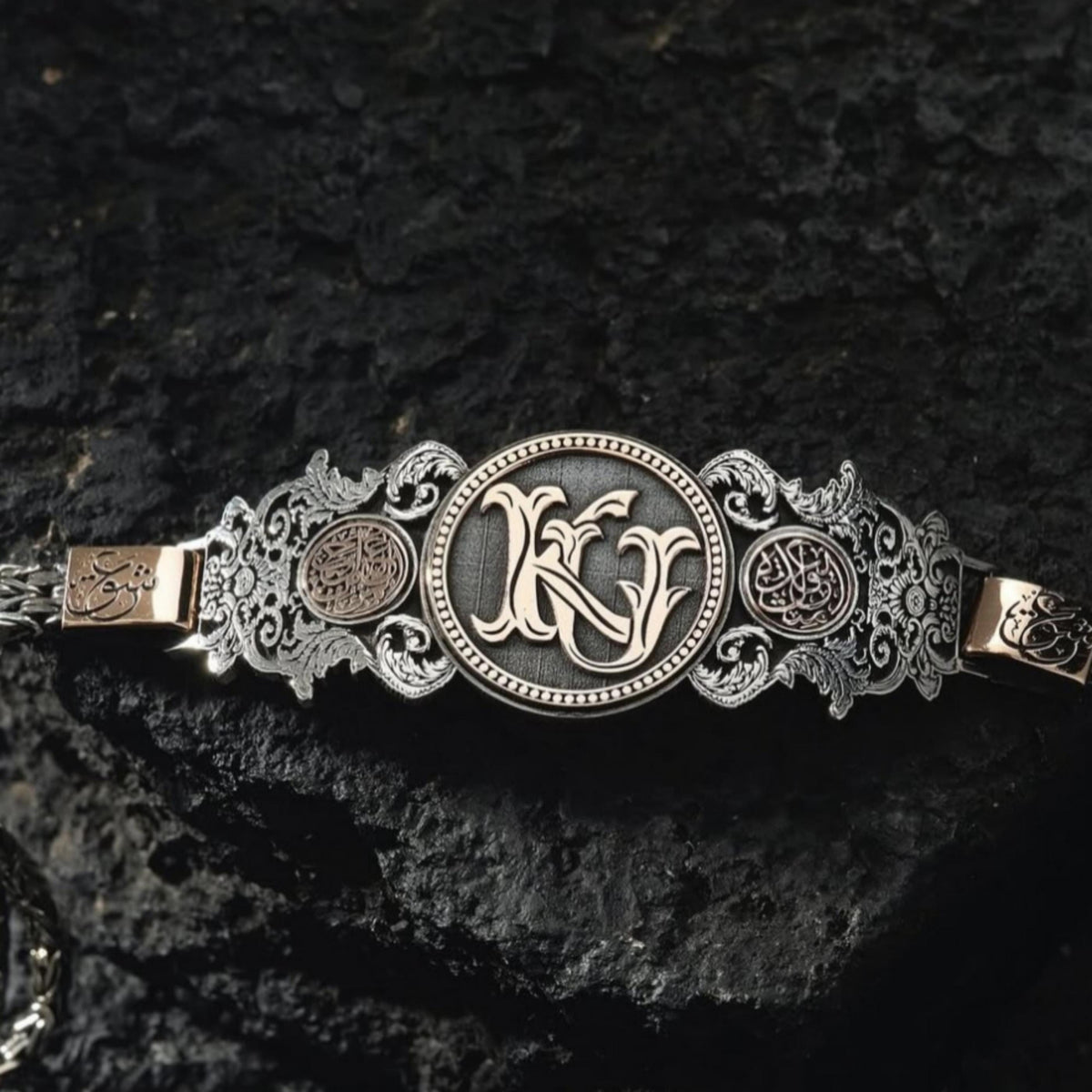 Personalized Silver Bracelet, Custom Monogram & Arabic Calligraphy in 925 sterling silver