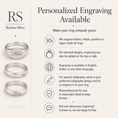 Lion Head Ring 925 Silver Personalized Initial