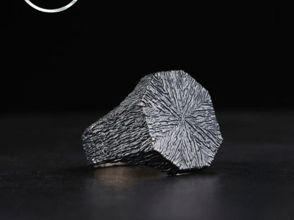 Plain oxidized worn-finish ring in 925 sterling silver