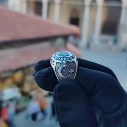 Mystic Topaz Ring 925 Silver Hasbiyallahu Islamic Handmade