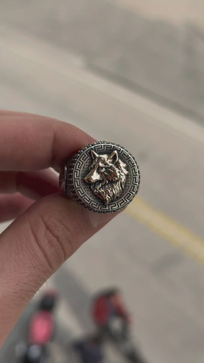 Personalized Wolf Ring – 925 Sterling Silver Göktürk Turkish Men’s Ring