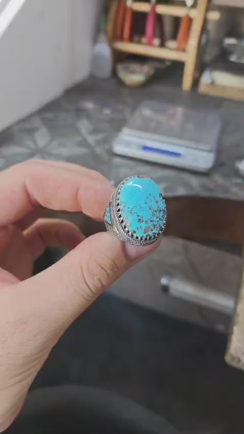 Arizona Turquoise Ring 925 Silver Handmade Unisex Statement