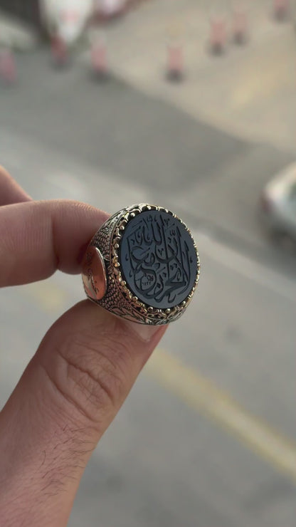Shahada Black Onyx 925 Sterling Silver Men’s Ring