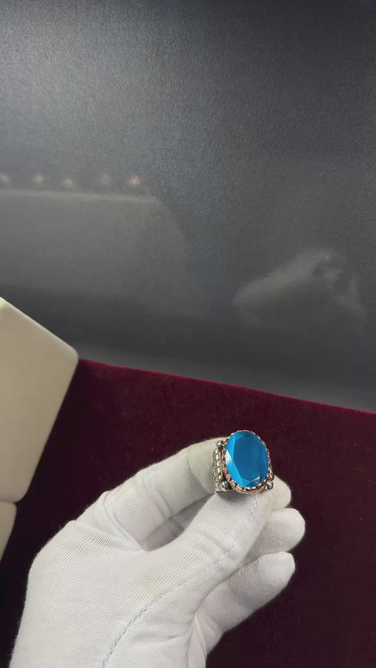 Blue Chalcedony 925 Sterling Silver Islamic Men’s Ring