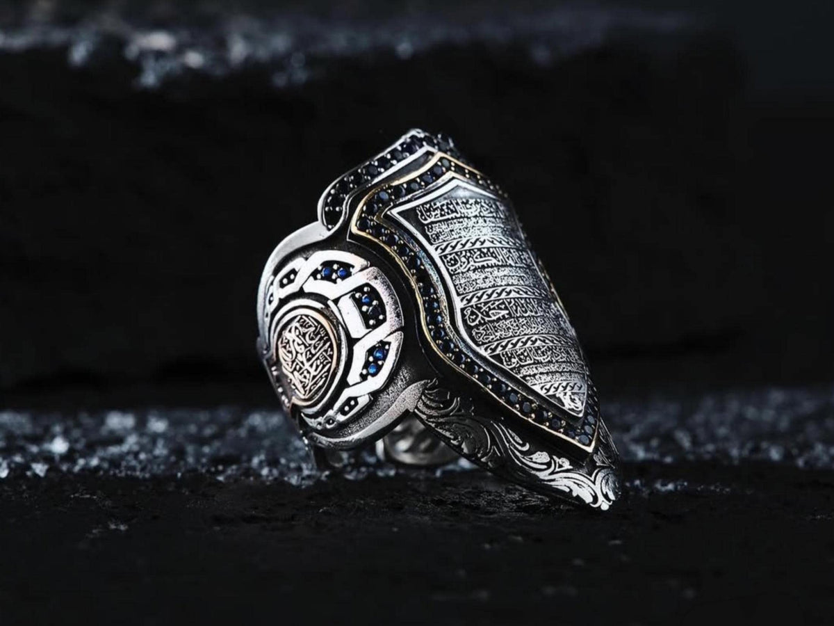Quran surahs zihgir archer ring with zircon in 925 sterling silver
