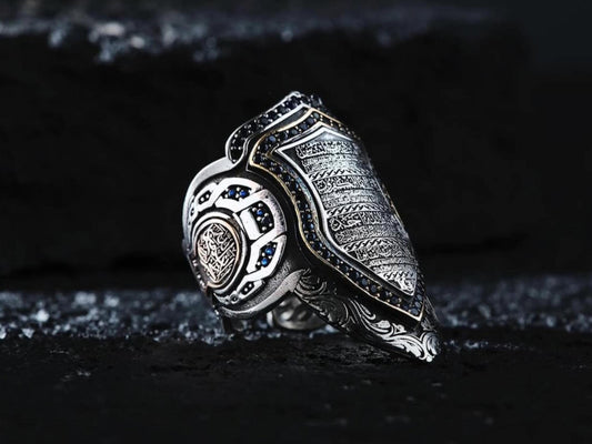 Quran surahs zihgir archer ring with zircon in 925 sterling silver