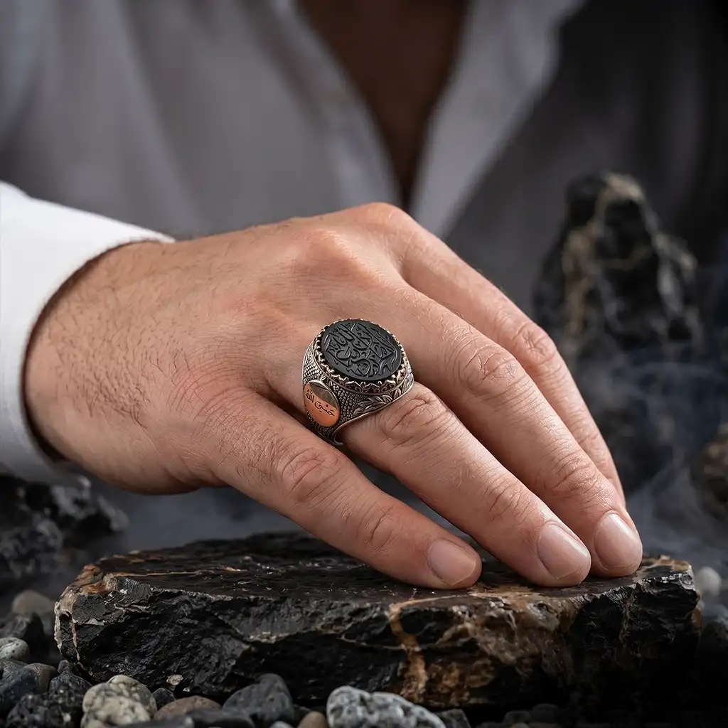 Shahada Black Onyx 925 Sterling Silver Men’s Ring