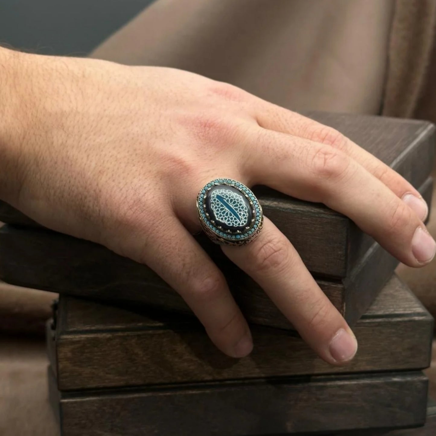 Elif Turquoise Stone Sterling Silver Ring