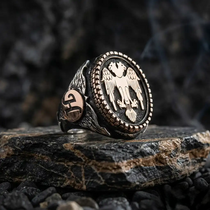 Double Headed Eagle Ring Sterling Silver OttomanSignet Ring