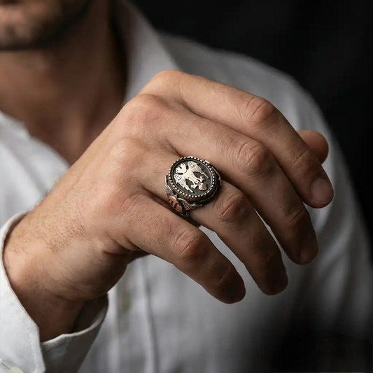 Double Headed Eagle Ring Sterling Silver OttomanSignet Ring