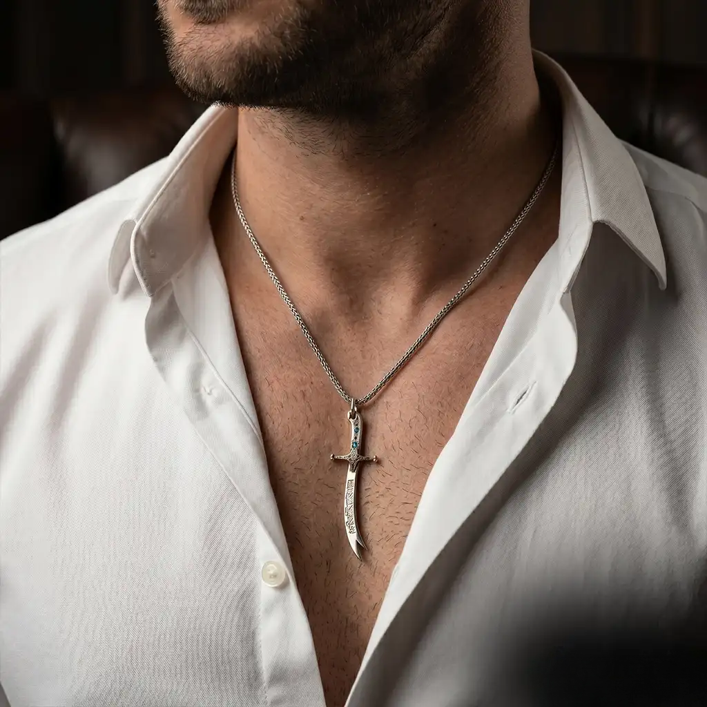 Zulfiqar Sword 925 Sterling Silver Men’s Necklace