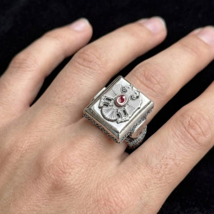 Seljuk Double Headed Eagle and Crescent Star Silver Ring