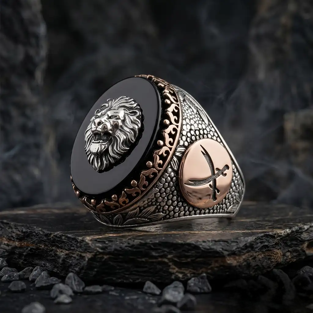 Personalized Lion Head Sterling Silver Men’s Ring