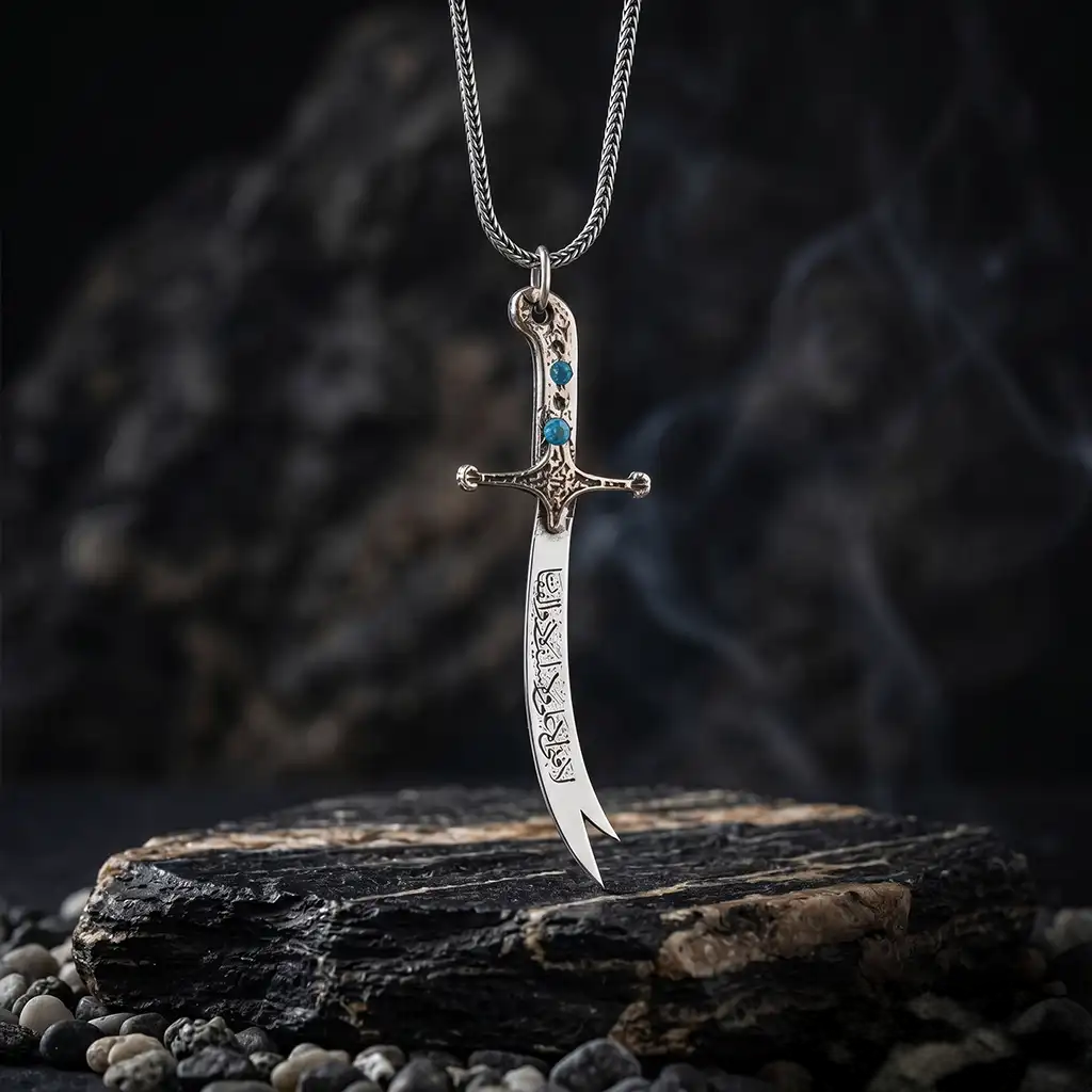 Zulfiqar Sword 925 Sterling Silver Men’s Necklace