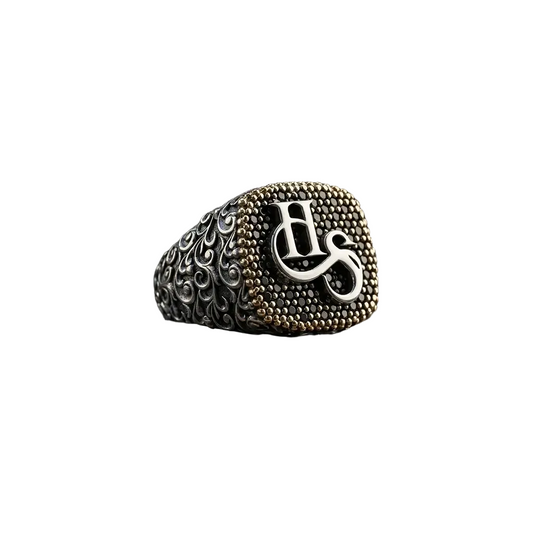 Personalized Letter Ring 925 Silver Black Zircon Handmade