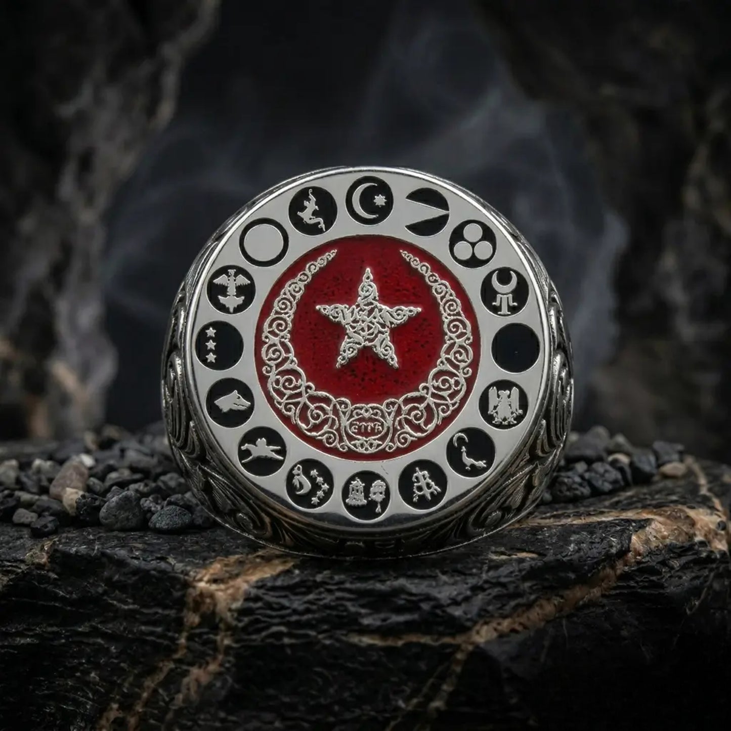 16 Turkic States Ring 925 Silver Oval Ottoman Handmade Men