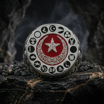 16 Turkic States Ring 925 Silver Oval Ottoman Handmade