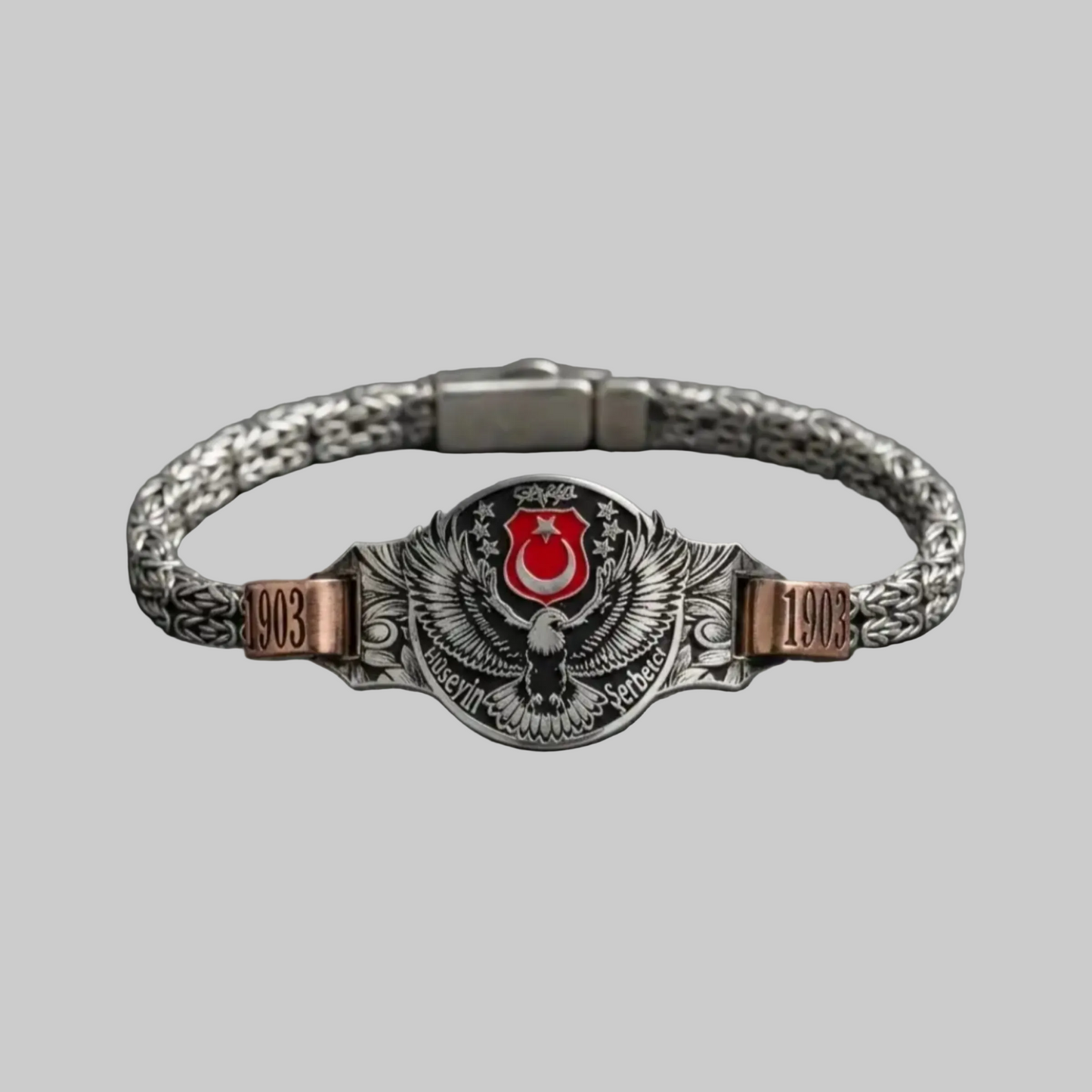 Black Eagle 925 Sterling Silver Personalized Men's Bracelet
