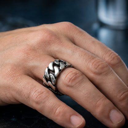 Gourmet Chain Ring – 12mm Wide Band | 925 Sterling Silver