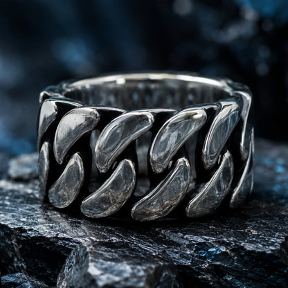Gourmet Chain Ring – 12mm Wide Band | 925 Sterling Silver