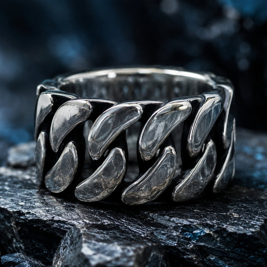 Gourmet Chain Ring – 12mm Wide Band | 925 Sterling Silver