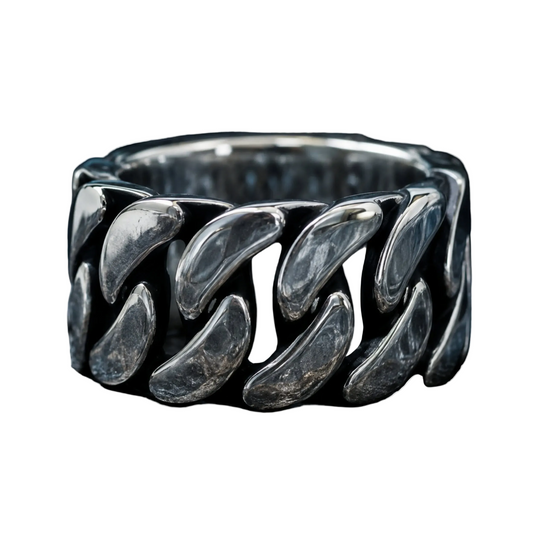 Gourmet Chain Ring – 12mm Wide Band | 925 Sterling Silver