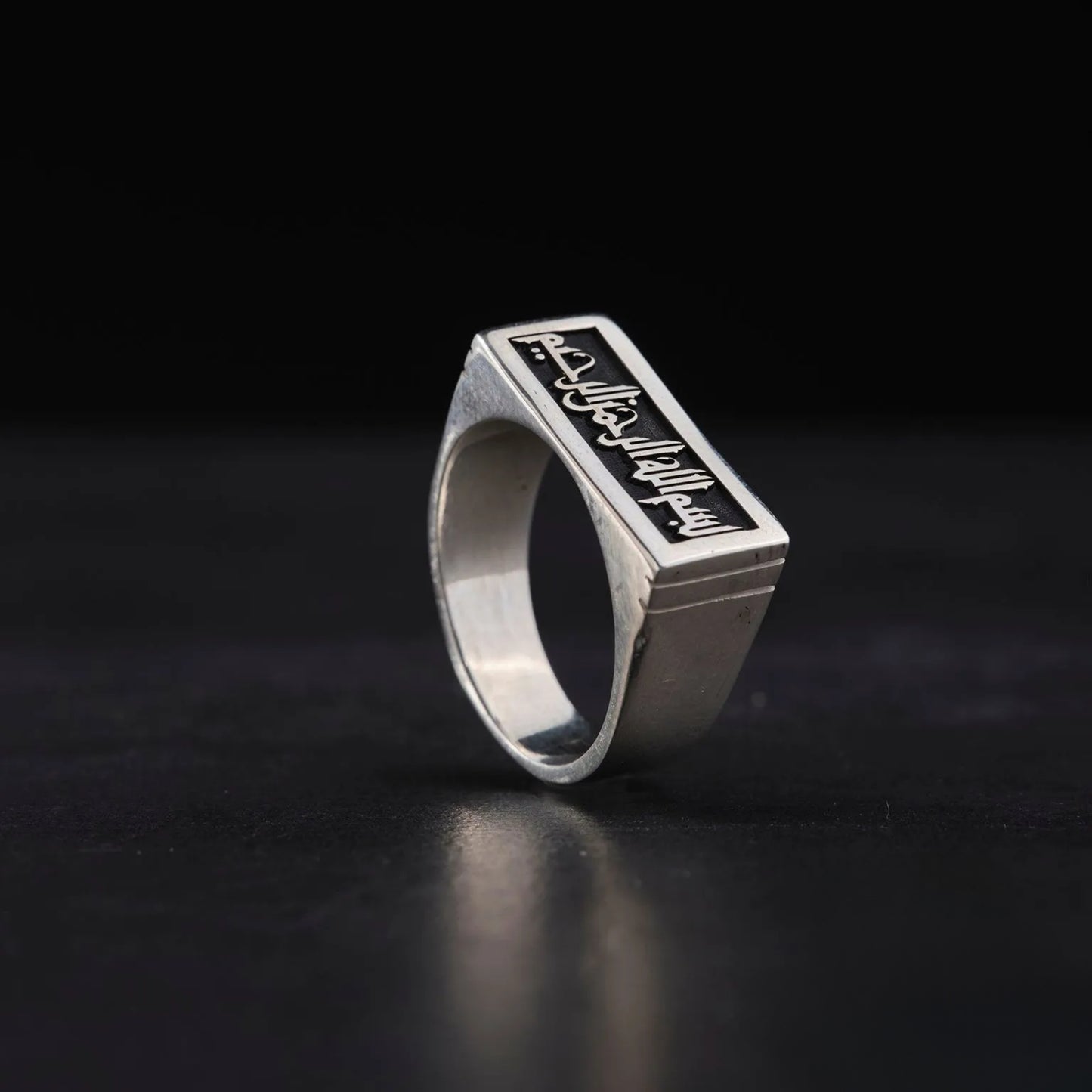 Rectangle Islamic Ring 925 Silver Personalized Ottoman Handmade
