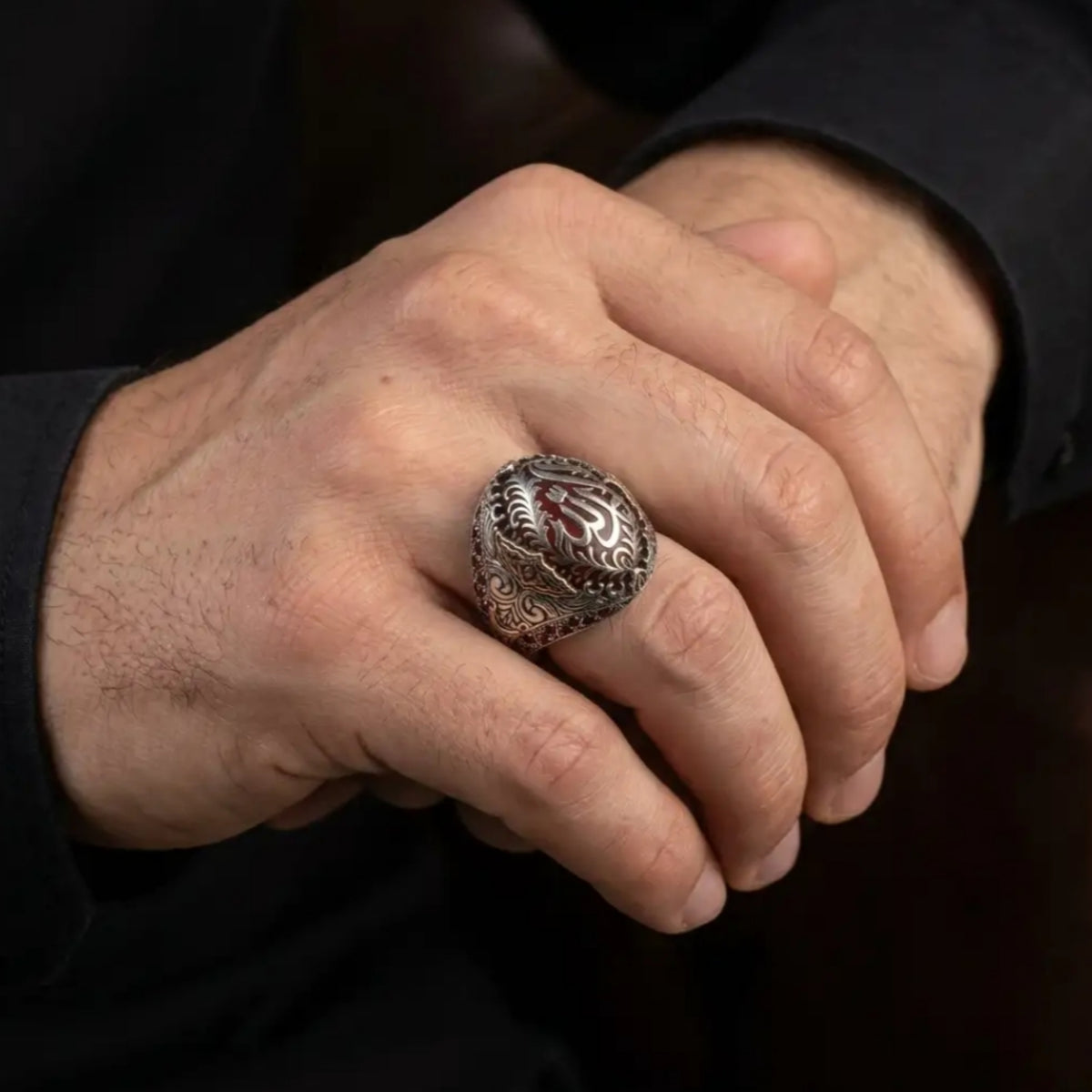 Alhamdulillah Men's Ring – 925 Sterling Silver Islamic Arabic Calligraphy