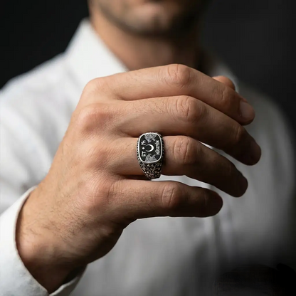 Custom Wolf Ring, Gokturk Turkish Silver Mens Ring Gift