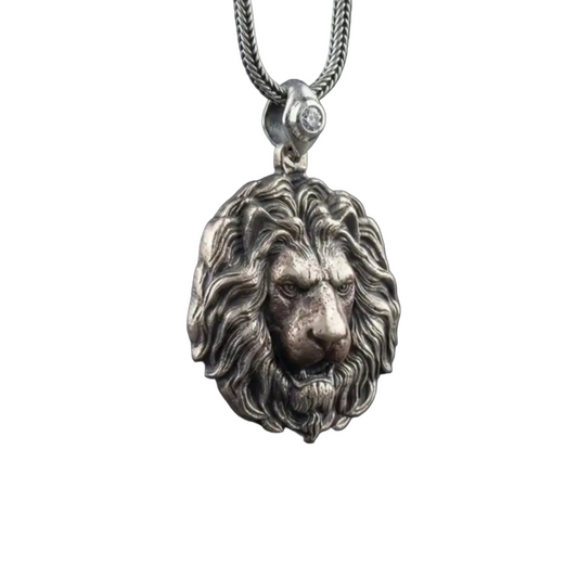 Lion Necklace 925 Silver Pendant Chain Handmade Men