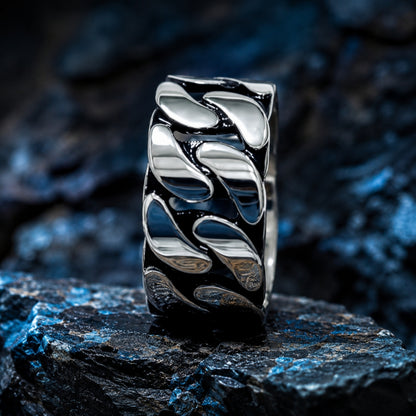 Gourmet Chain Ring – 12mm Wide Band | 925 Sterling Silver