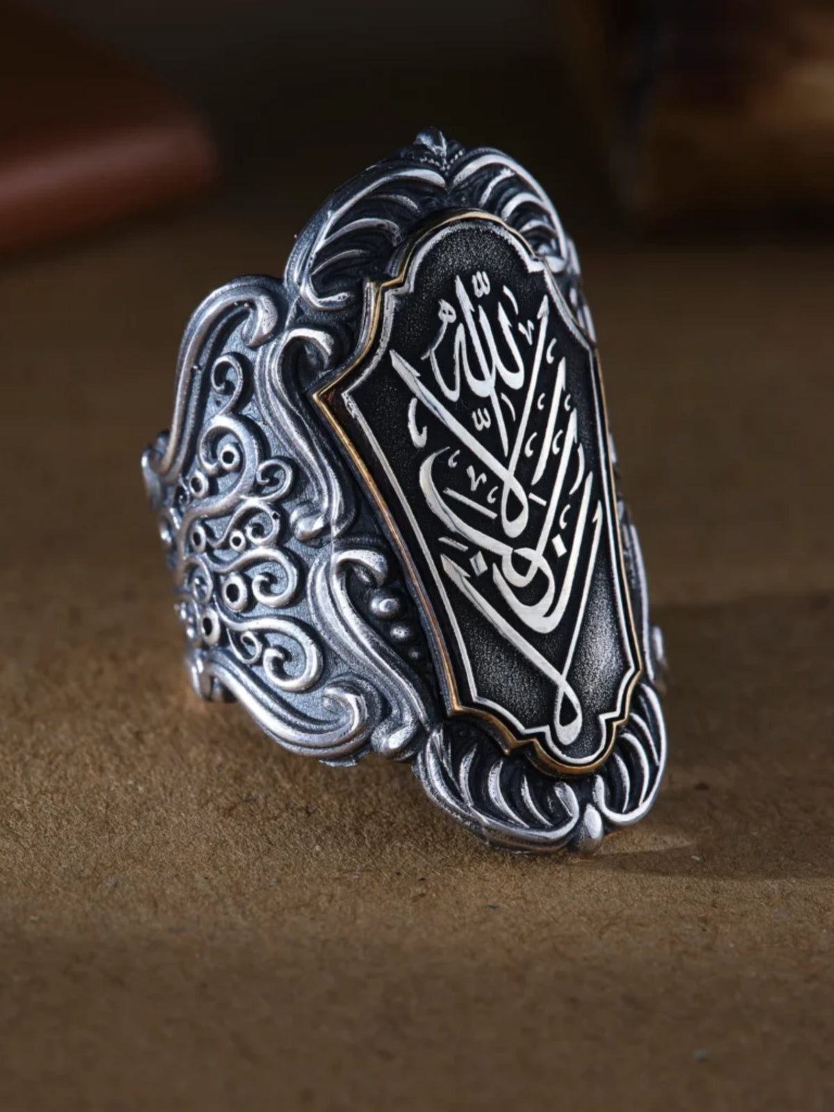 La Ilaha Illallah 925 Sterling Silver Zihgir Thumb Ring for Men – Personalized Islamic Ring