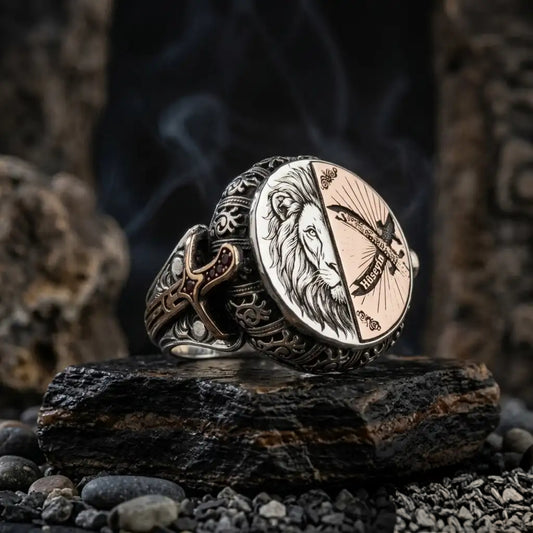 Zulfiqar Lion Ring 925 Silver Custom Name