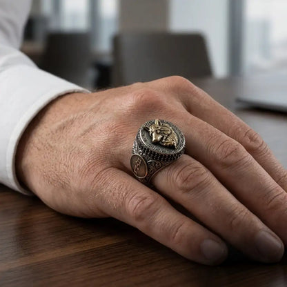 Personalized Wolf Ring – 925 Sterling Silver Göktürk Turkish Men’s Ring