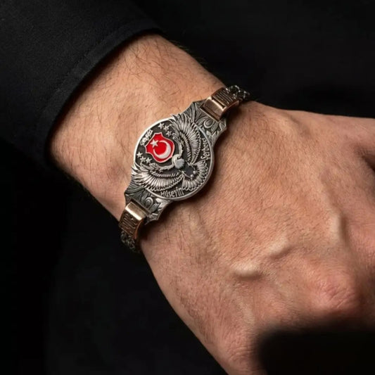 Personalized Black Eagle 925 Sterling Silver Bracelet for Men